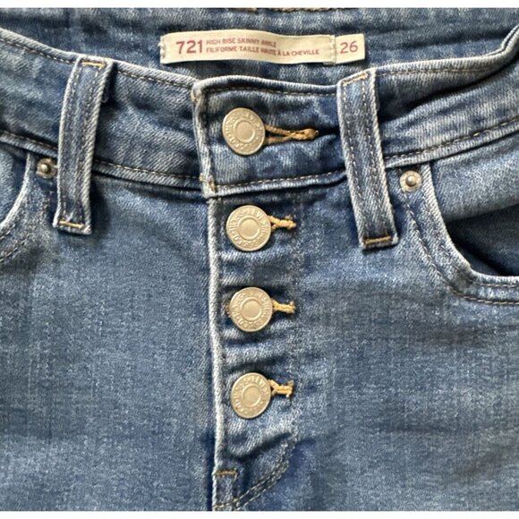 Levi's Women's Jeans Sz 26 721 High Rise Skinny Ankle Stretch Heart embroidery - Picture 9 of 12